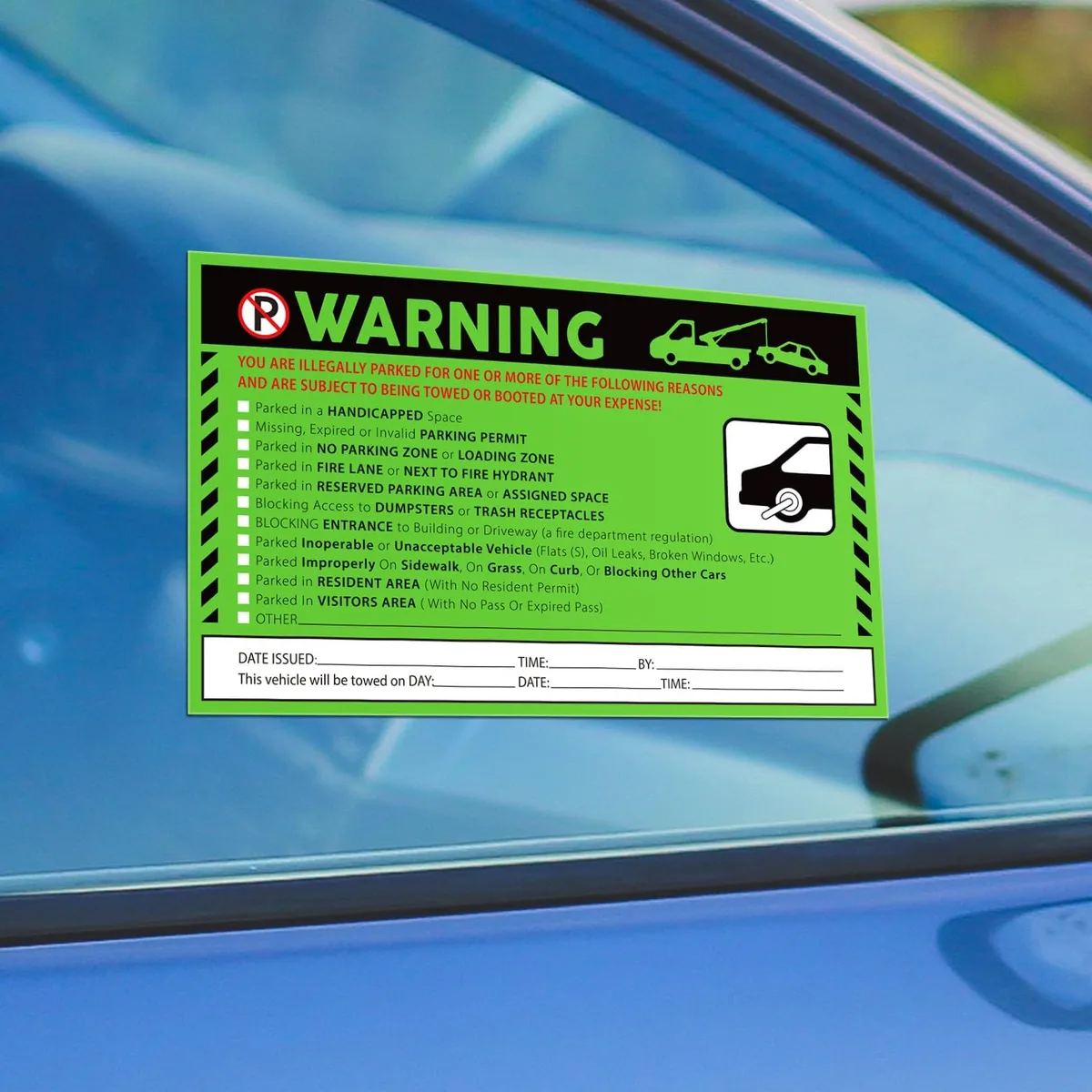 30 day notice sticker on windshield