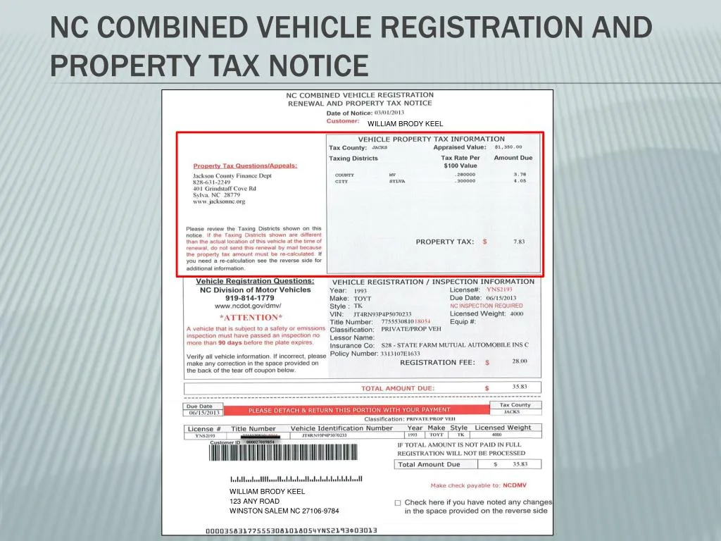 Ad Valorem Tax: Calculation of annual property tax on a vehicle.