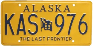 Alaska license plate on car