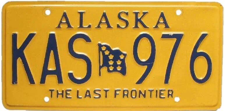 Alaska license plate on car