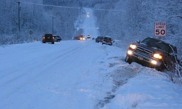 Alaska winter driving conditions
