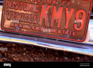 Arizona historic vehicle plate close up