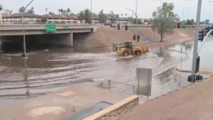 Arizona monsoon flood road barricade