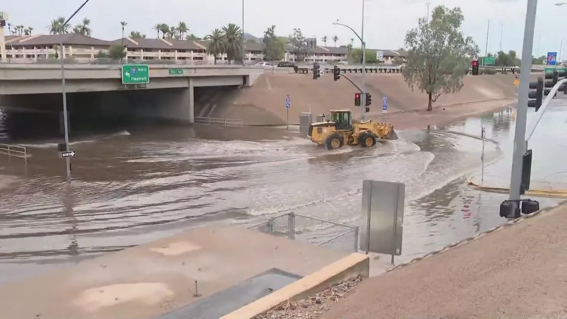 Arizona monsoon flood road barricade