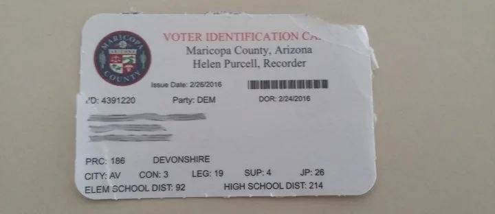 Arizona voter registration card sample