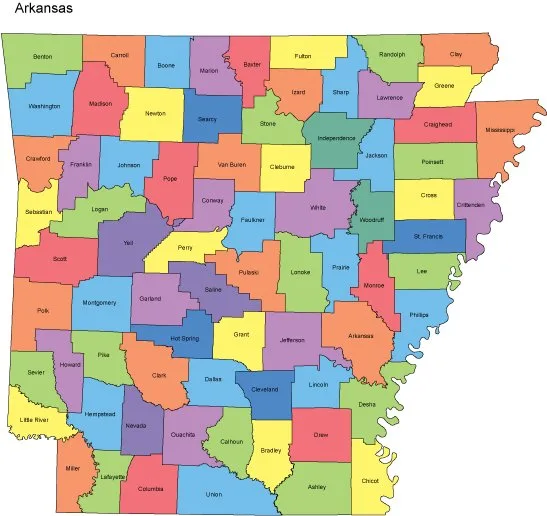 Arkansas county map