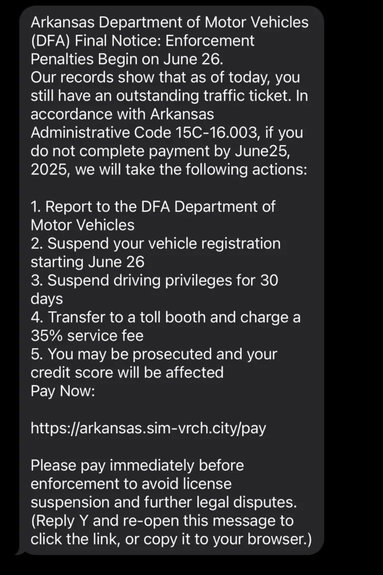 Arkansas DFA proof of assessment requirement for car registration
