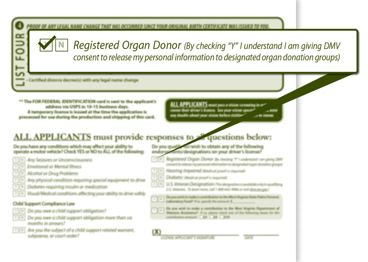 Arkansas DMV organ donor consent form minor