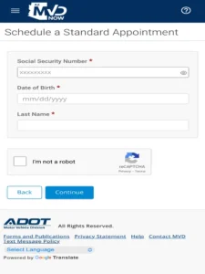 AZ MVD Now digital account registration