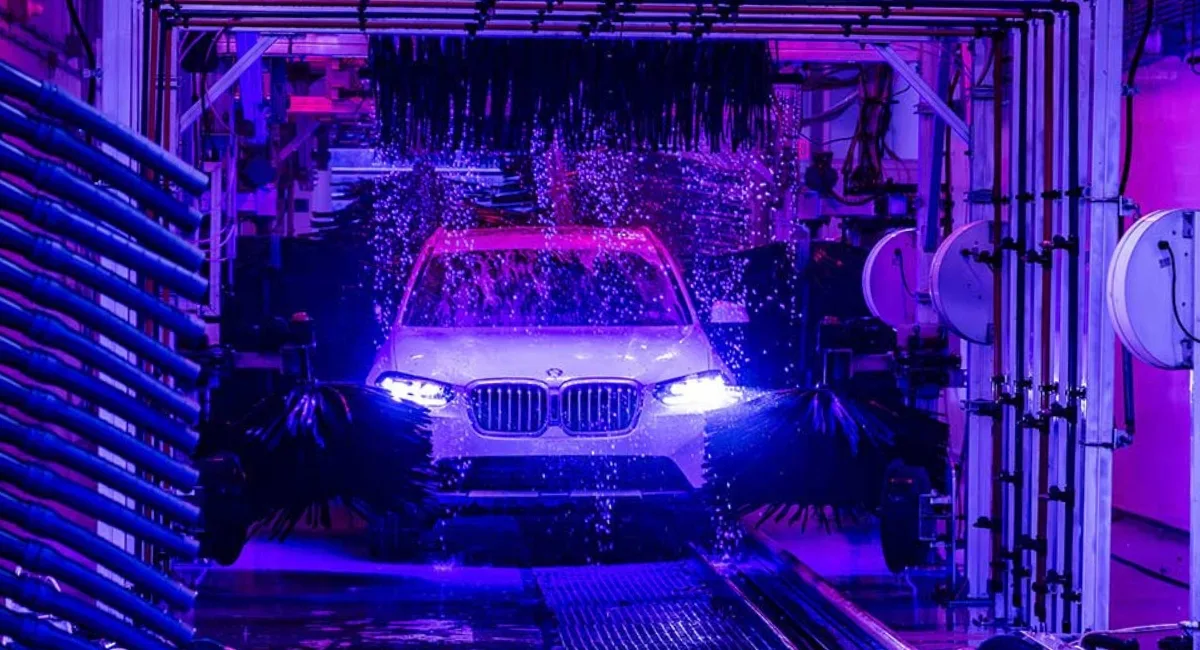 BMW automatic car wash conveyor entrance
