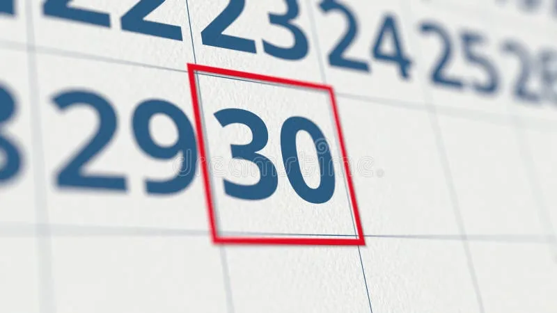 calendar deadline 30 days