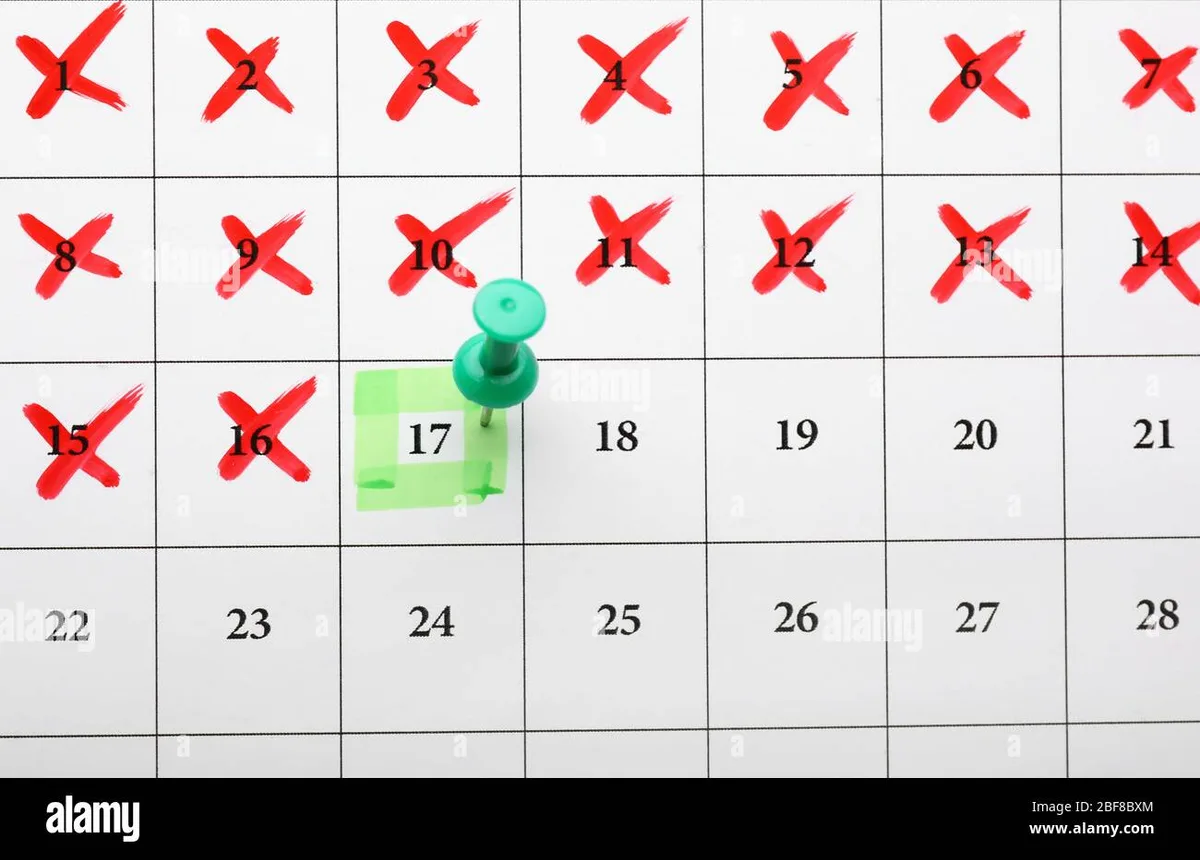 calendar with 30 day deadline marked