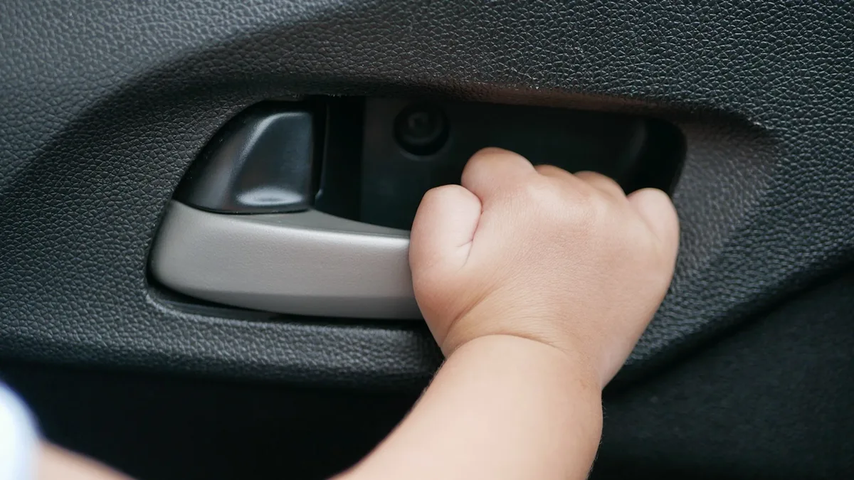 car door child safety lock engaged