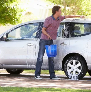 car wash fundraiser setup driveway