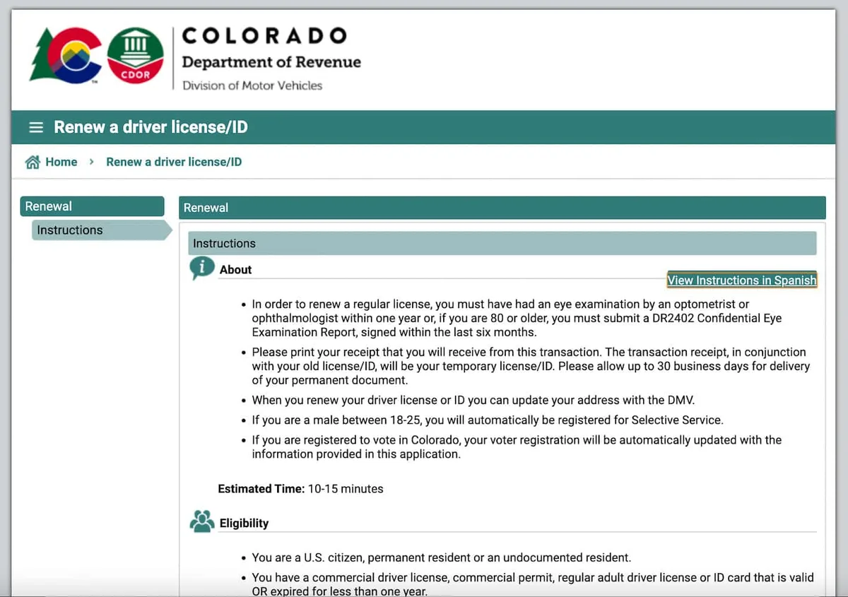 Colorado DMV registration renewal notice