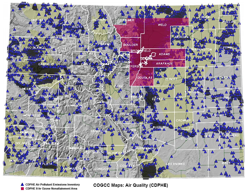 Colorado emissions test counties map