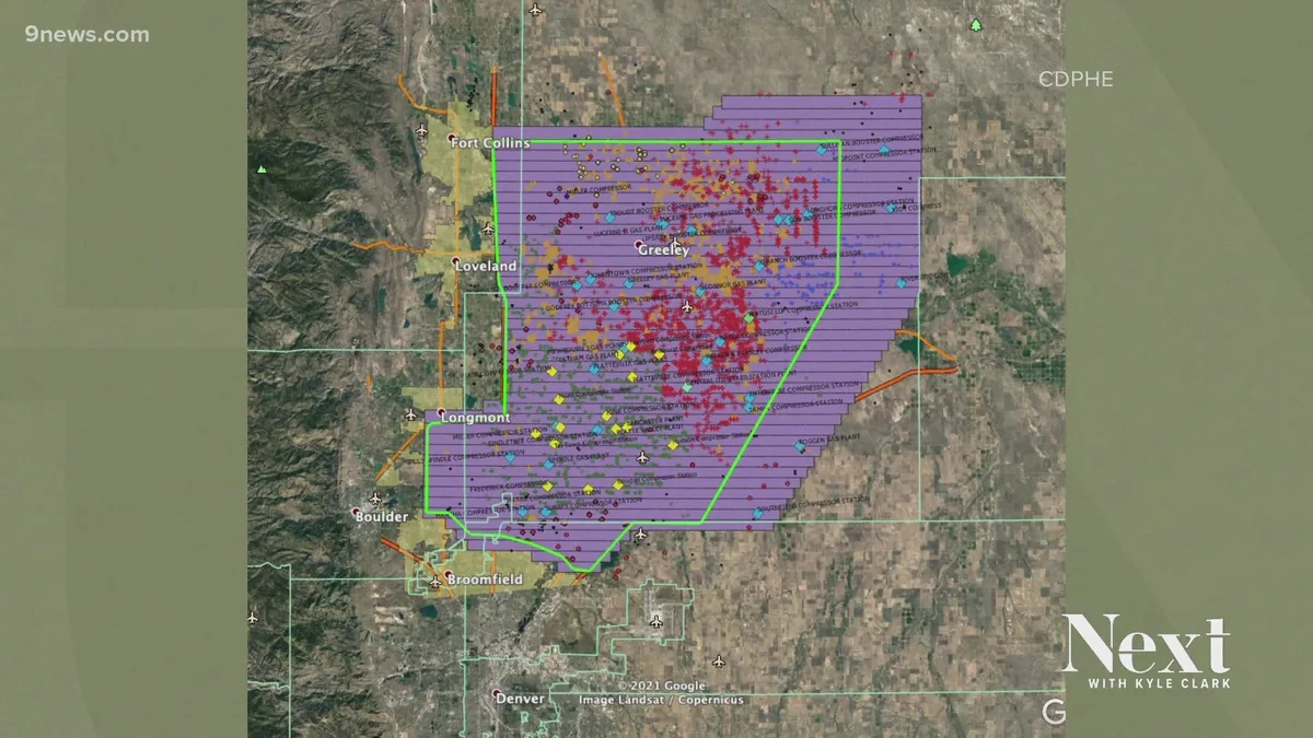 Colorado Front Range emissions county map