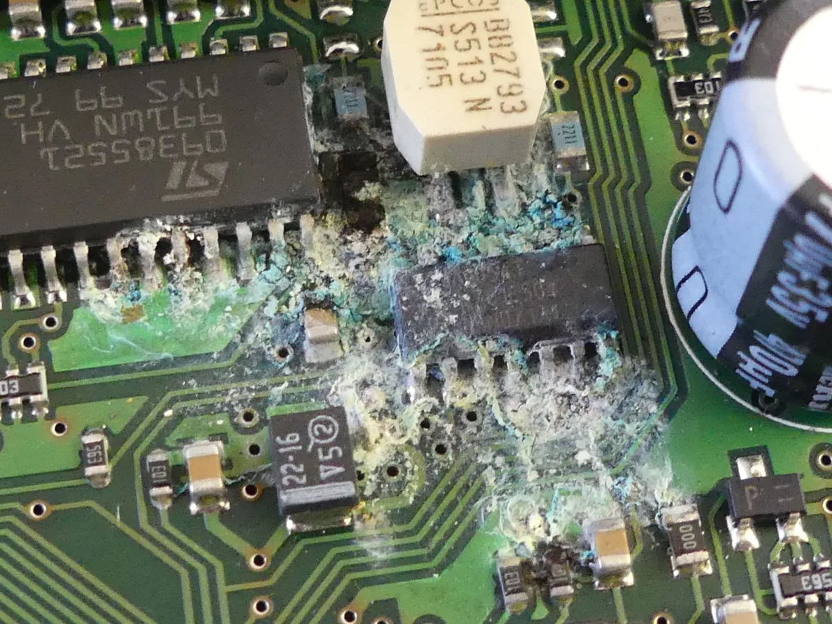 corroded circuit board key fob