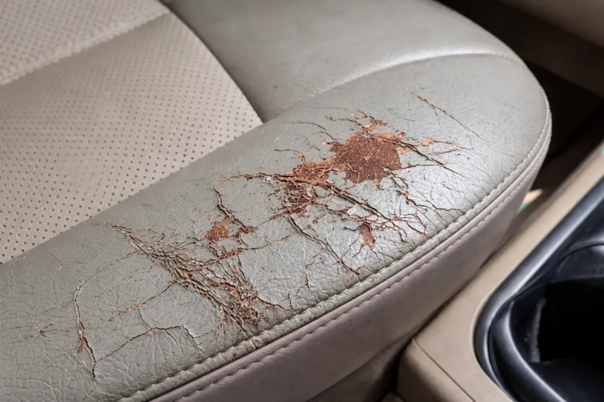 damaged leather car seat
