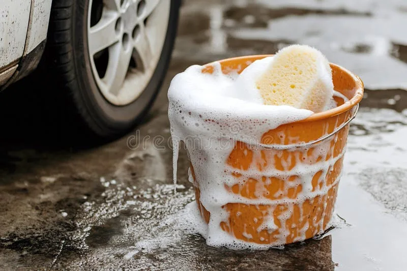 dirty car wash bucket water