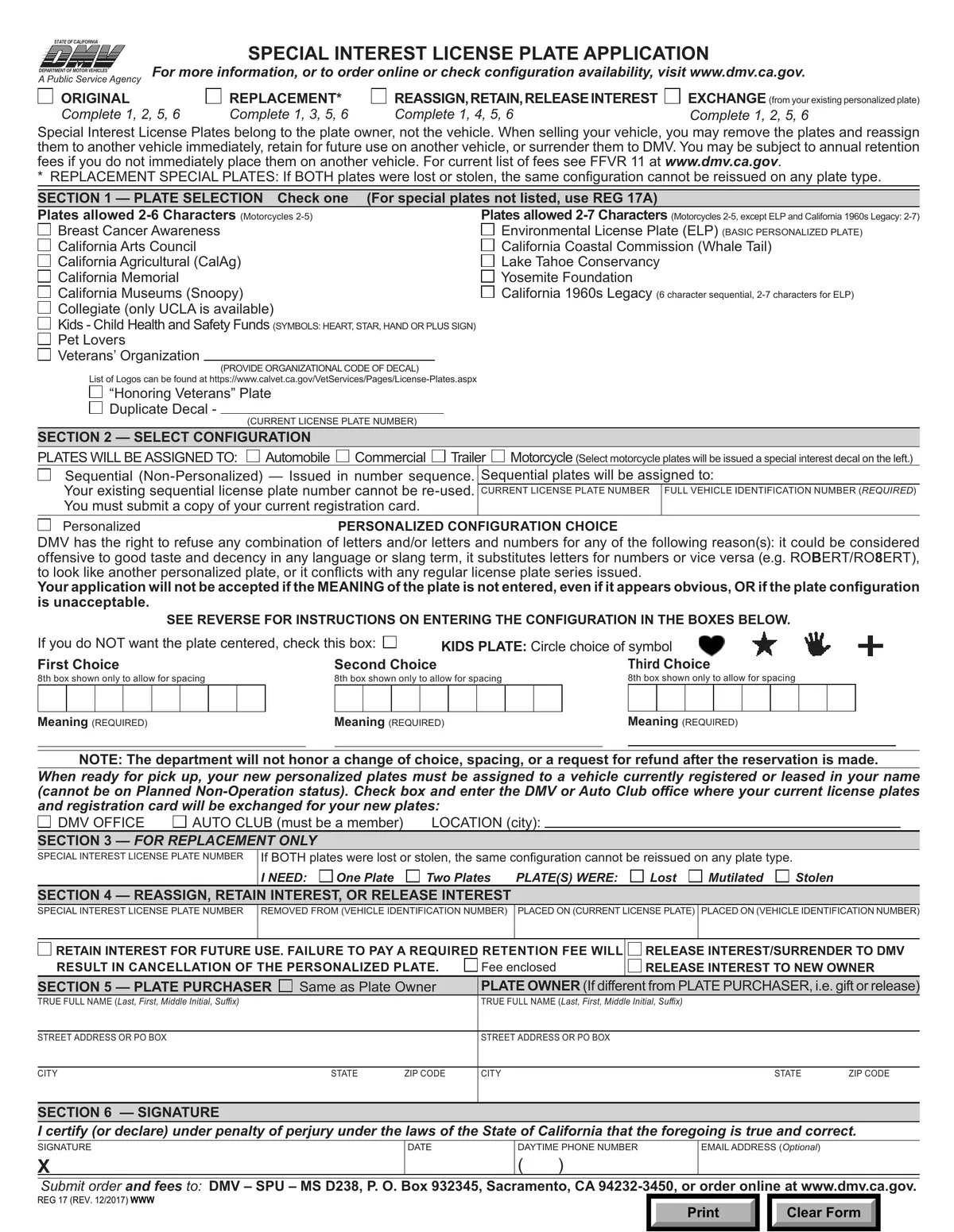 DMV registration form REG 17