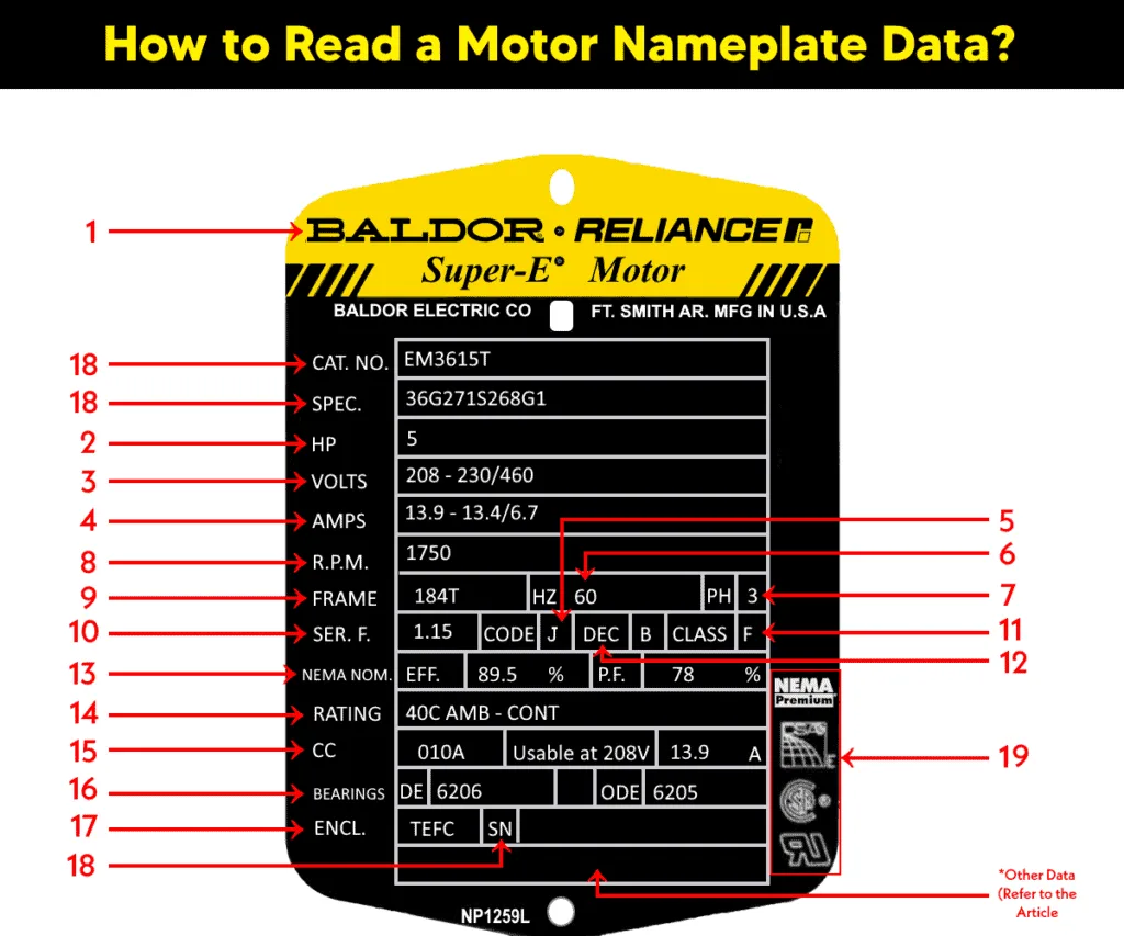 electric motor nameplate