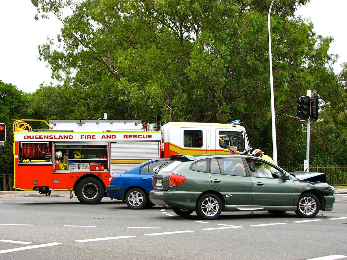 fire truck with red lights – example of legal emergency vehicle
