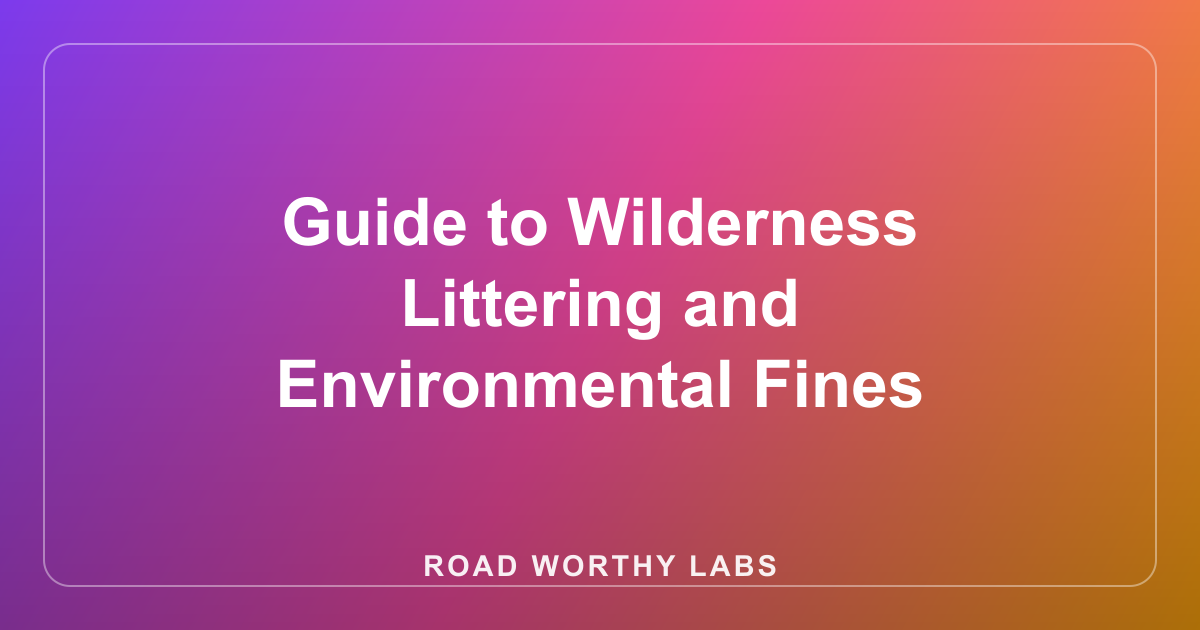 Guide to Wilderness Littering and Environmental Fines