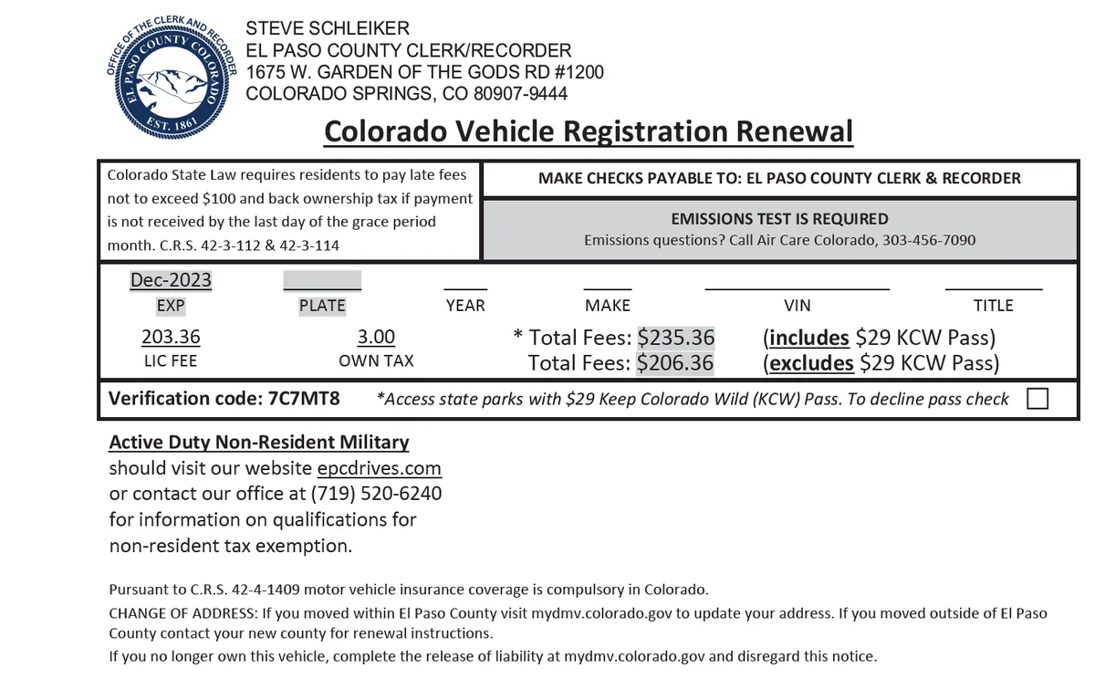 half-year proration rule Colorado registration