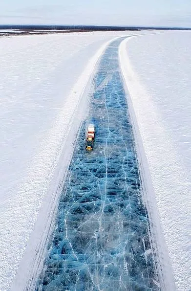 ice road pressure ridge Alaska