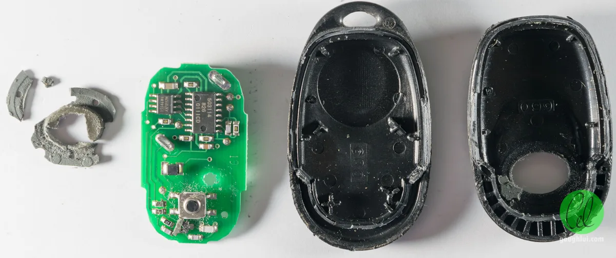 key fob disassembled internal parts