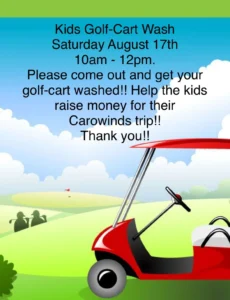 money raising for a golf resort - wash your buggy day