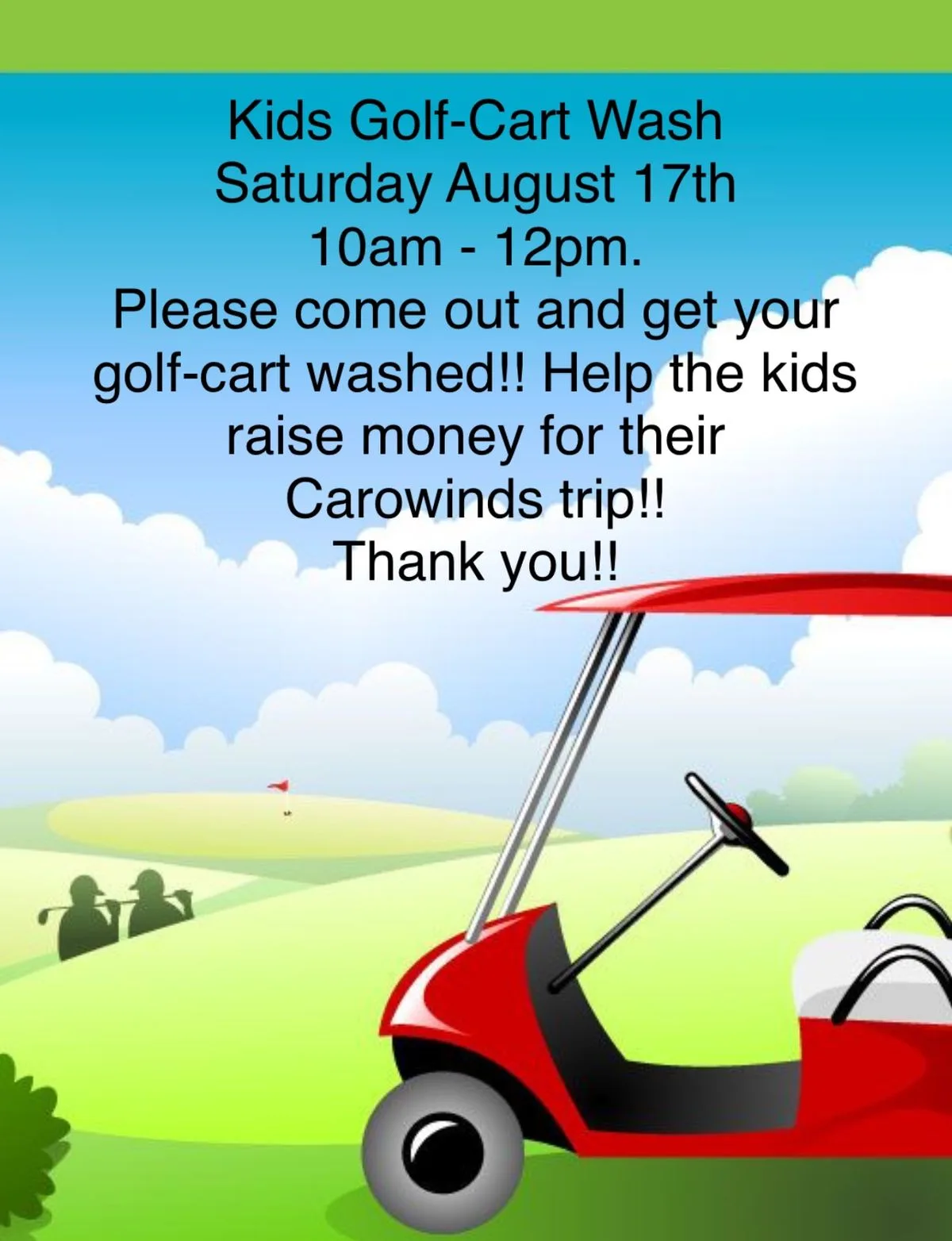 money raising for a golf resort - wash your buggy day