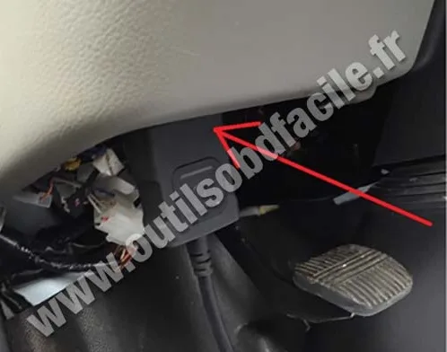 OBD II connector under dashboard