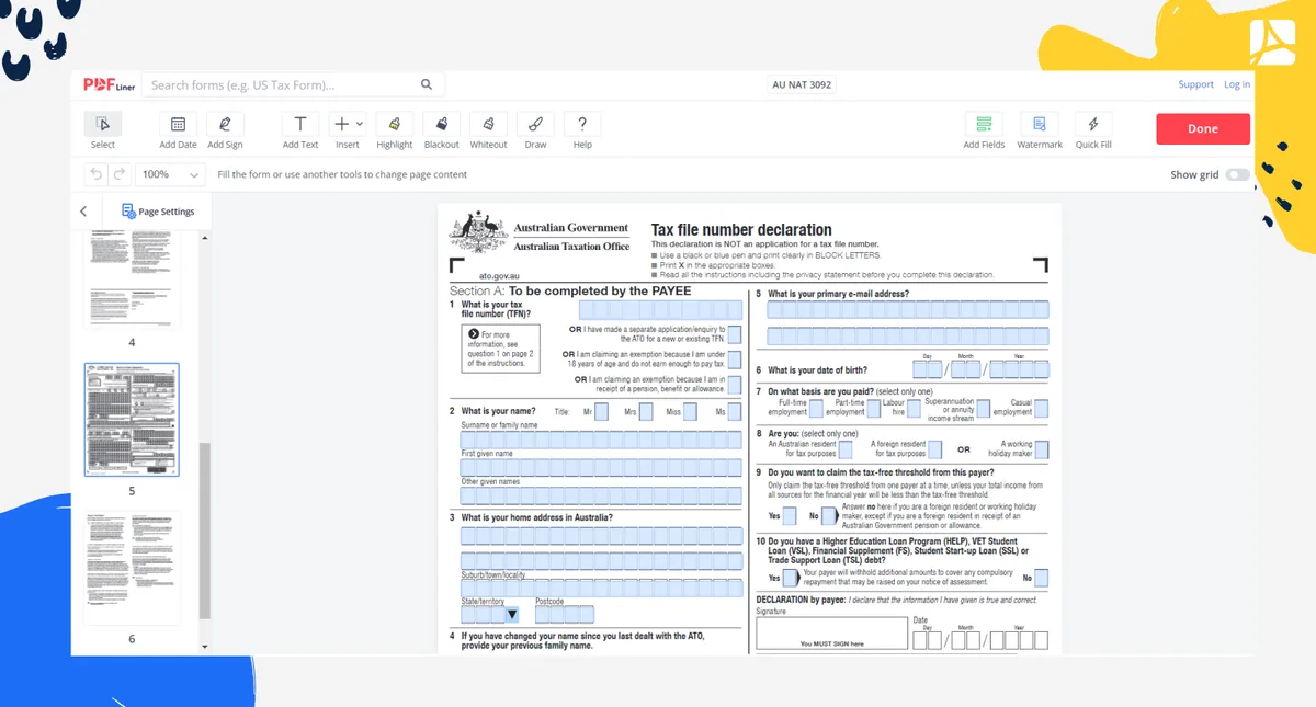 online tax filing form