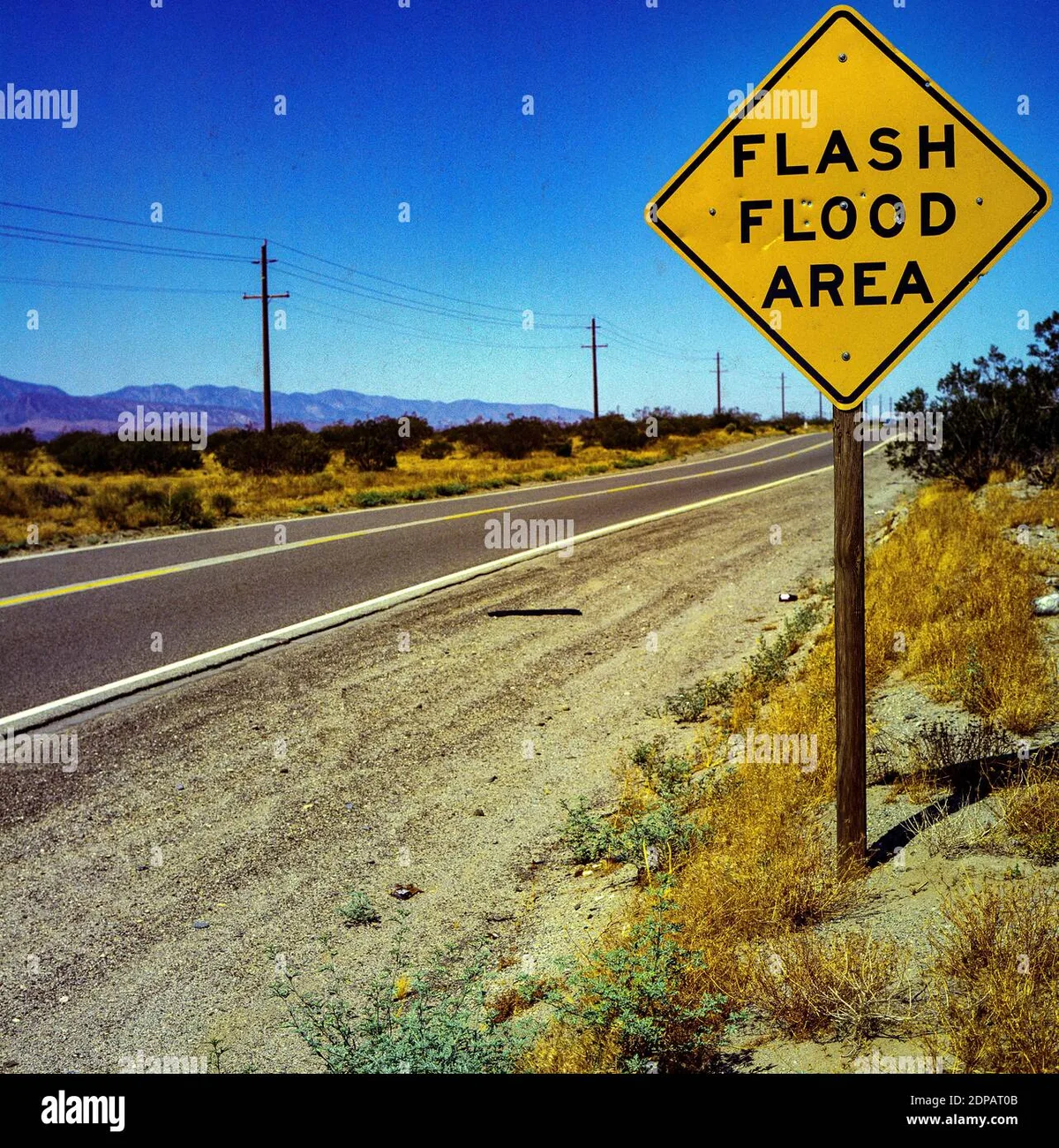 Road closed flood warning sign Arizona