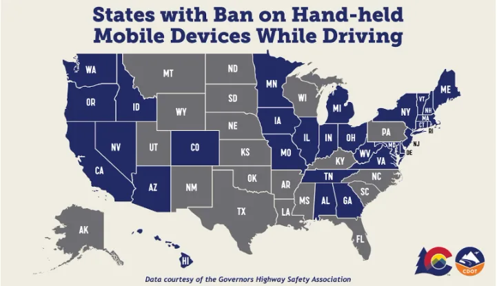 state handheld phone ban map