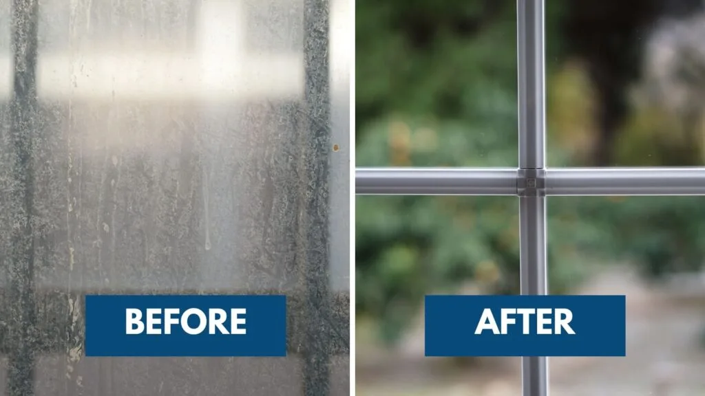 streaked window glass