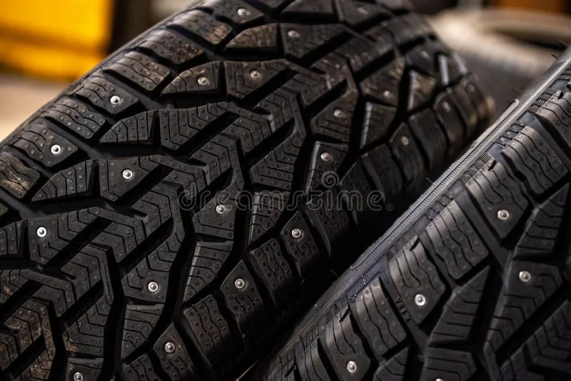 studded tire close up