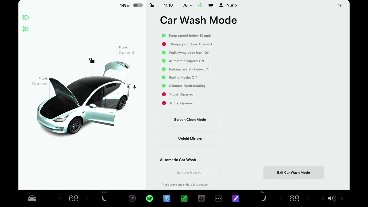 Tesla Car Wash Mode