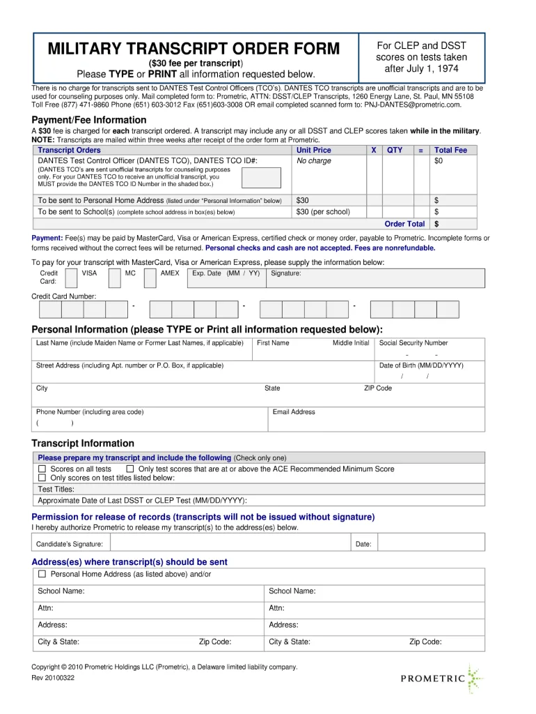 US military orders document sample