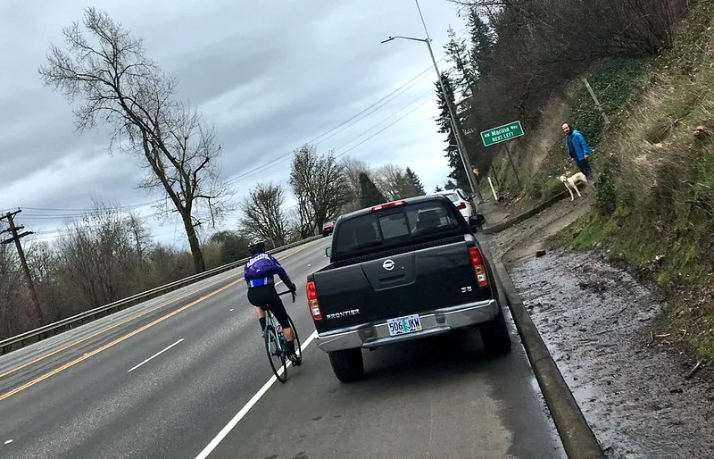 vehicle illegally parked on highway shoulder