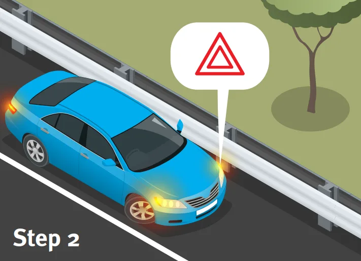 vehicle pulled over safely with hazard lights