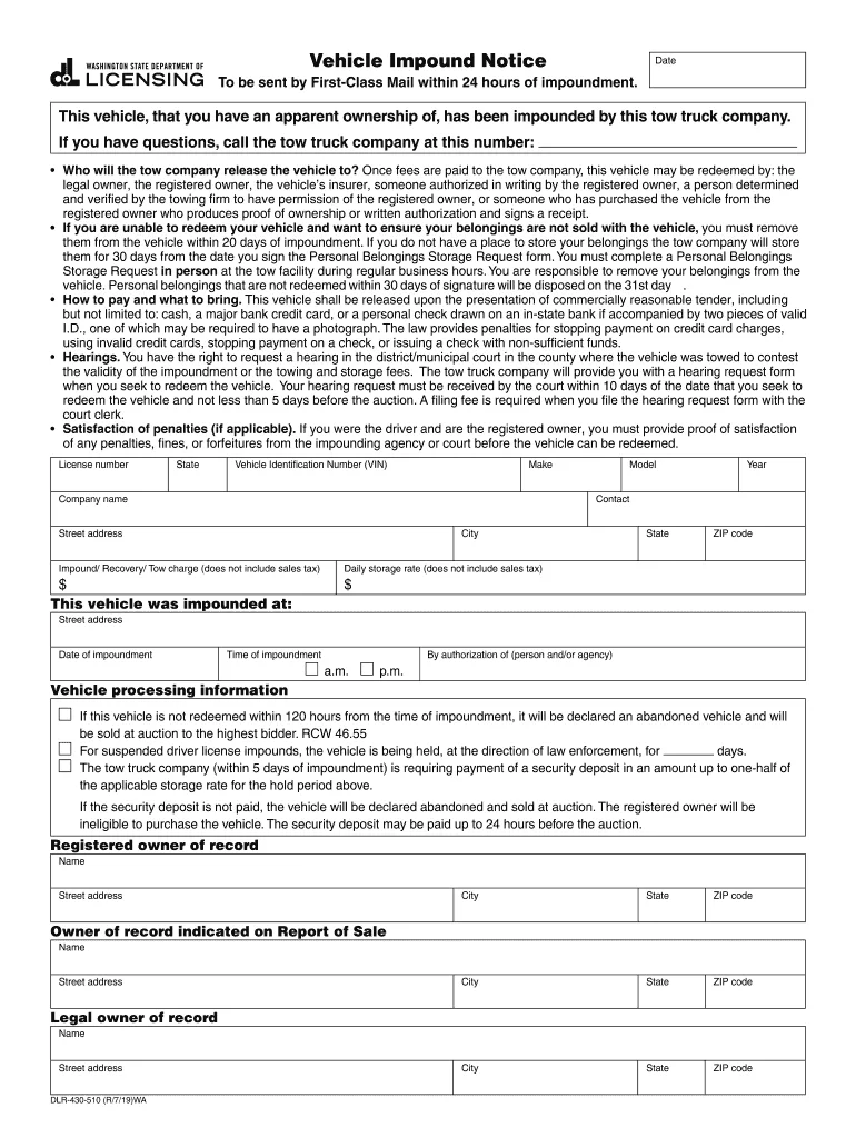 vehicle release authorization paperwork