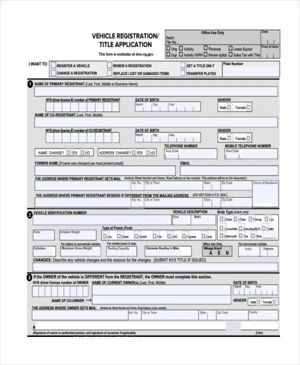 Vehicle title and registration documents