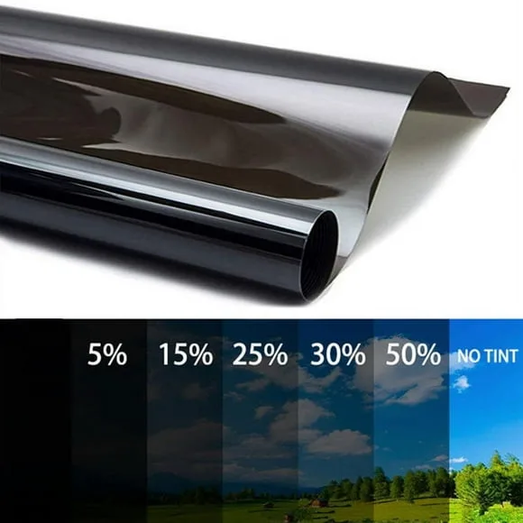 window tint film samples on glass