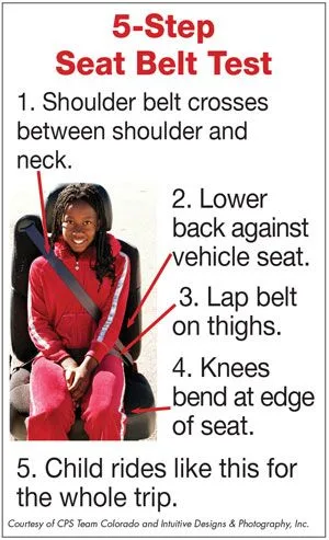 5-step seat belt fit test