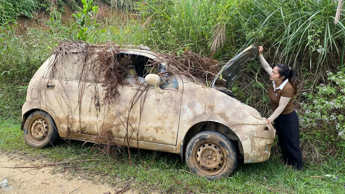 abandoned car on street in Nova Scotia