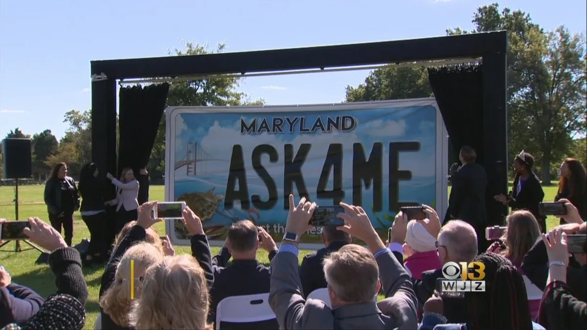 Boat trailer with Maryland license plate