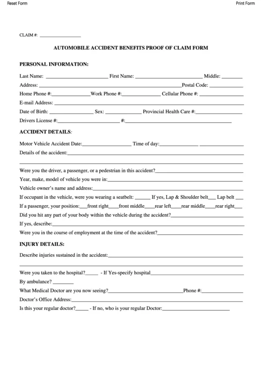 car accident medical claim form